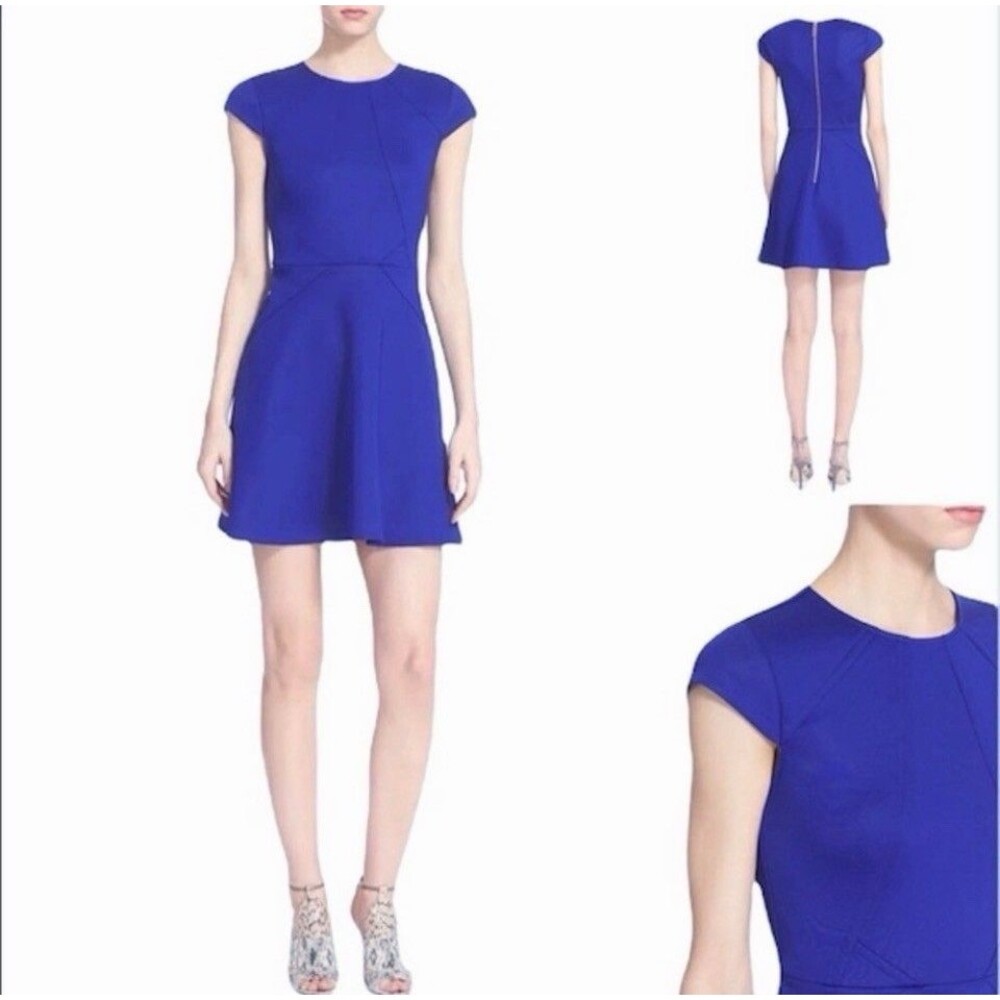 TED BAKER 3 US Small Eebrr Scuba Dress Ultramarine Blue-Purple Mini $248